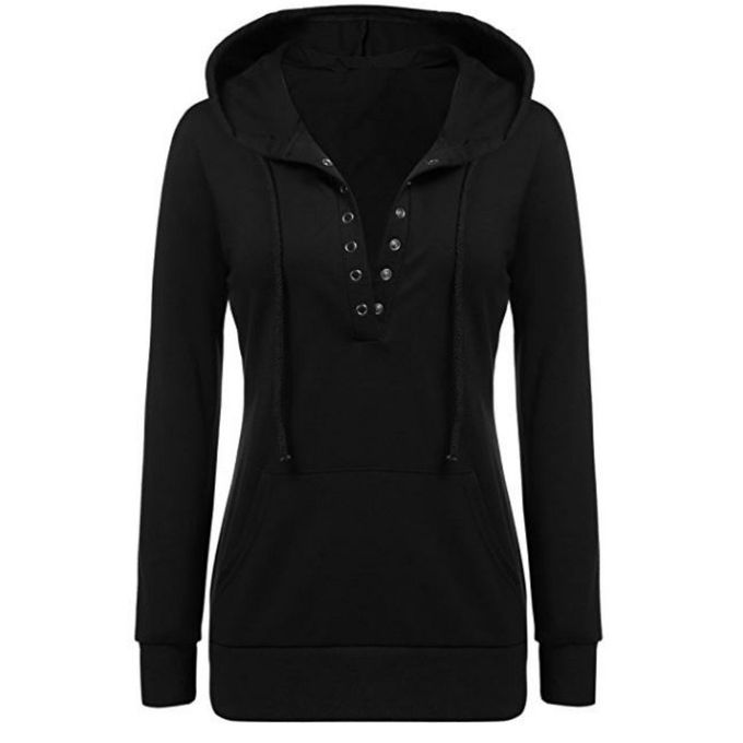 Danami Female Button Hoodie- Black - Danami Clothes