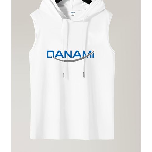 Danami Big Printed Sleeveless Hooded T Shirt- White