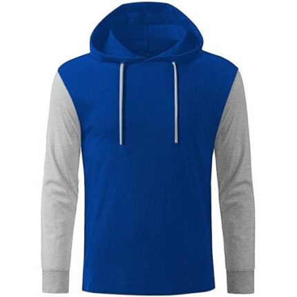 Danami Long Sleeve Hooded T-Shirt- Blue & Grey