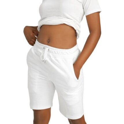 Danami Plain Sweat Shorts For Women Girls- White