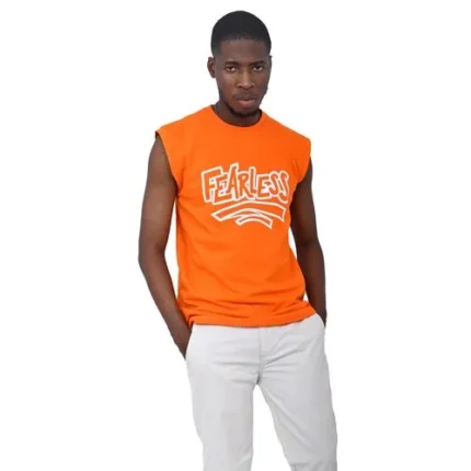 Danami Fearless Sleeveless & Tank Top T-Shirt- Orange