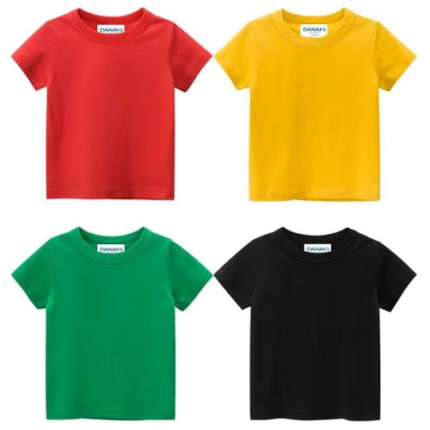 danami 4 pack kids/children boys/girls t shirt red, yellow, green, black