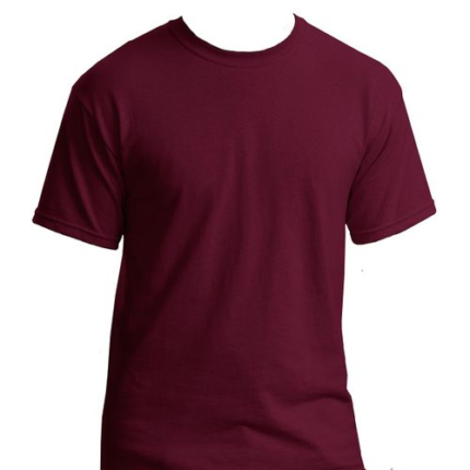danami plain short sleeve round neck t shirt wine (burgundy)