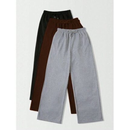 danami 3 pack baggy straight sweatpants/joggers for men and women black, chocolate brown, light grey