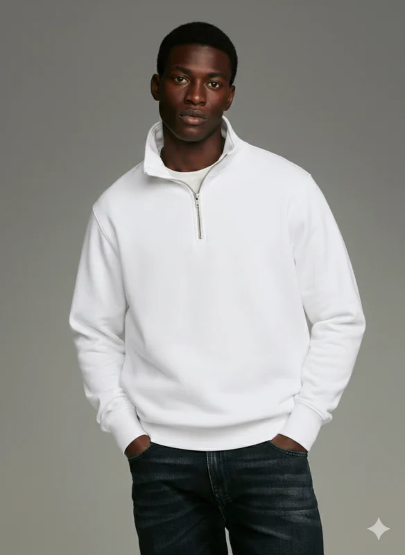 Danami Quarter zipper - White