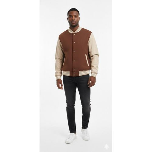 Danami Varsity Bomber Jacket- Chocolate Brown & Beige