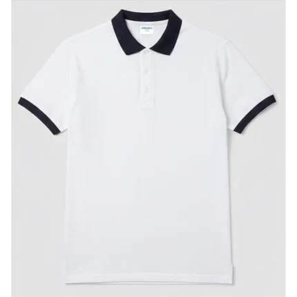Danami White Polo With Navy Blue Collar Neck