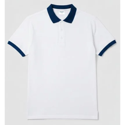 Danami White Polo With Blue Collar Neck T Shirt