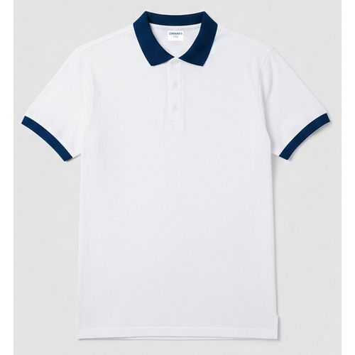 Danami White Polo With Blue Collar Neck T Shirt