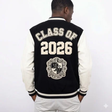 Class of 2026/ Graduation Varsity Jacket - Black & Cream