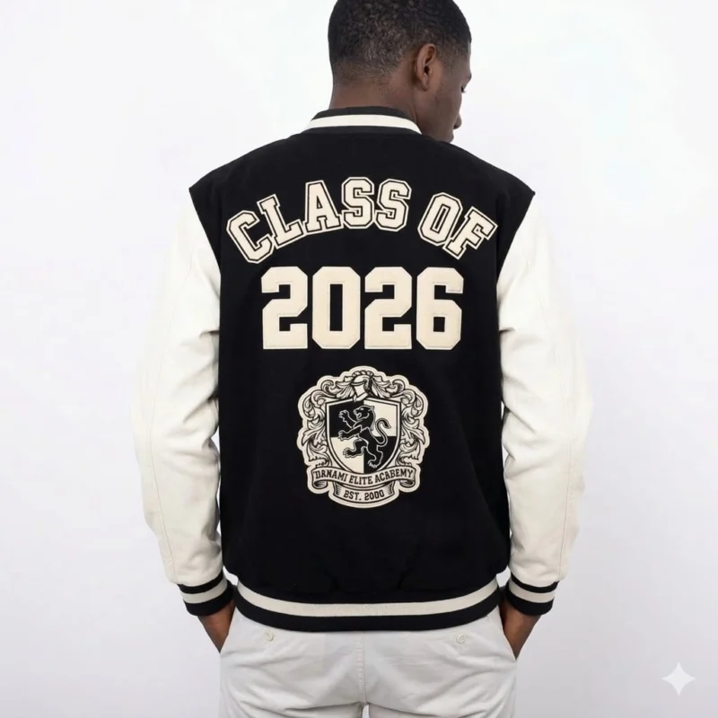 Class of 2026/ Graduation Varsity Jacket - Black & Cream