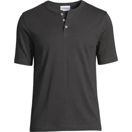 Danami Men's Short Sleeve Henley T-Shirt- Dark grey