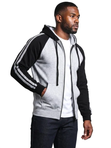 Raglan Hoodie Jacket Design - Ash and Black