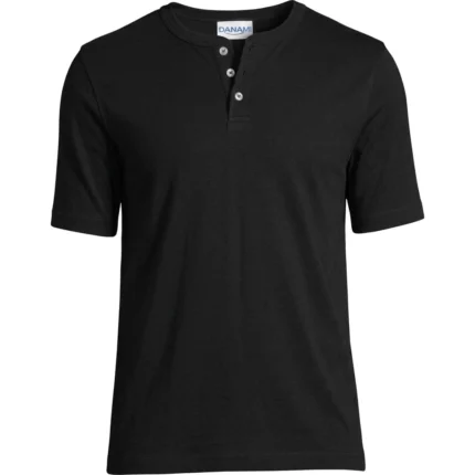 Danami Men's Short Sleeve Henley T-Shirt- Black