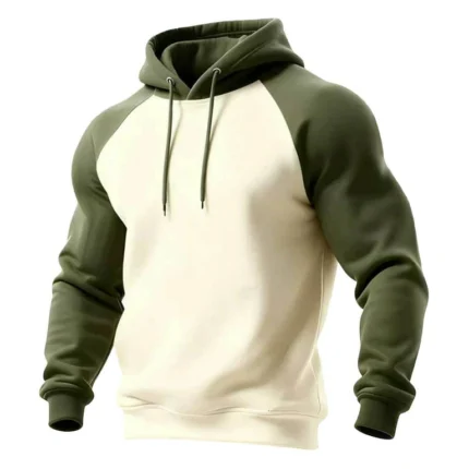 Raglan Hoodie Design - Cream/Army Green
