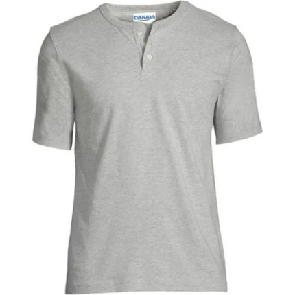 Danami Men's Short Sleeve Henley T-Shirt- Light Grey