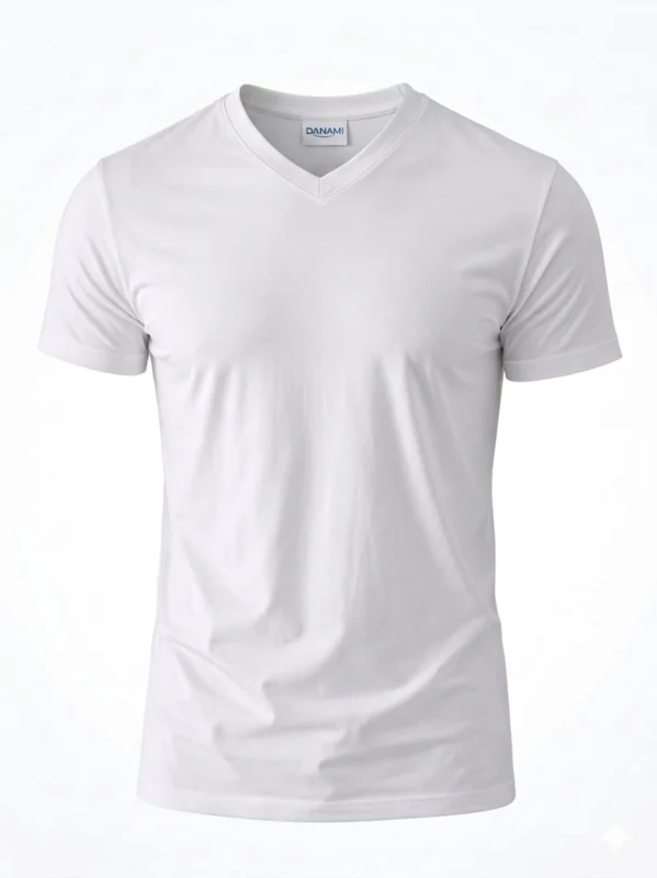 Danami White V Neck T-Shirt