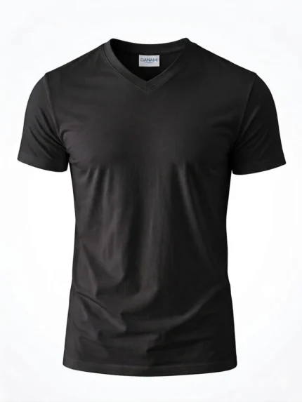 Danami Black V Neck T-Shirt - Black