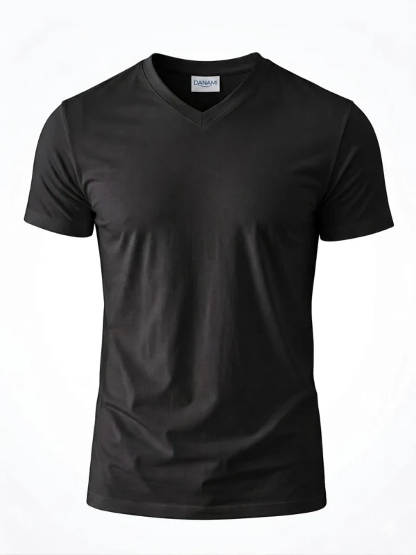 Danami Black V Neck T-Shirt - Black